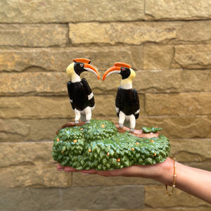 A Hornbill Couple - Porcelain Sculpture